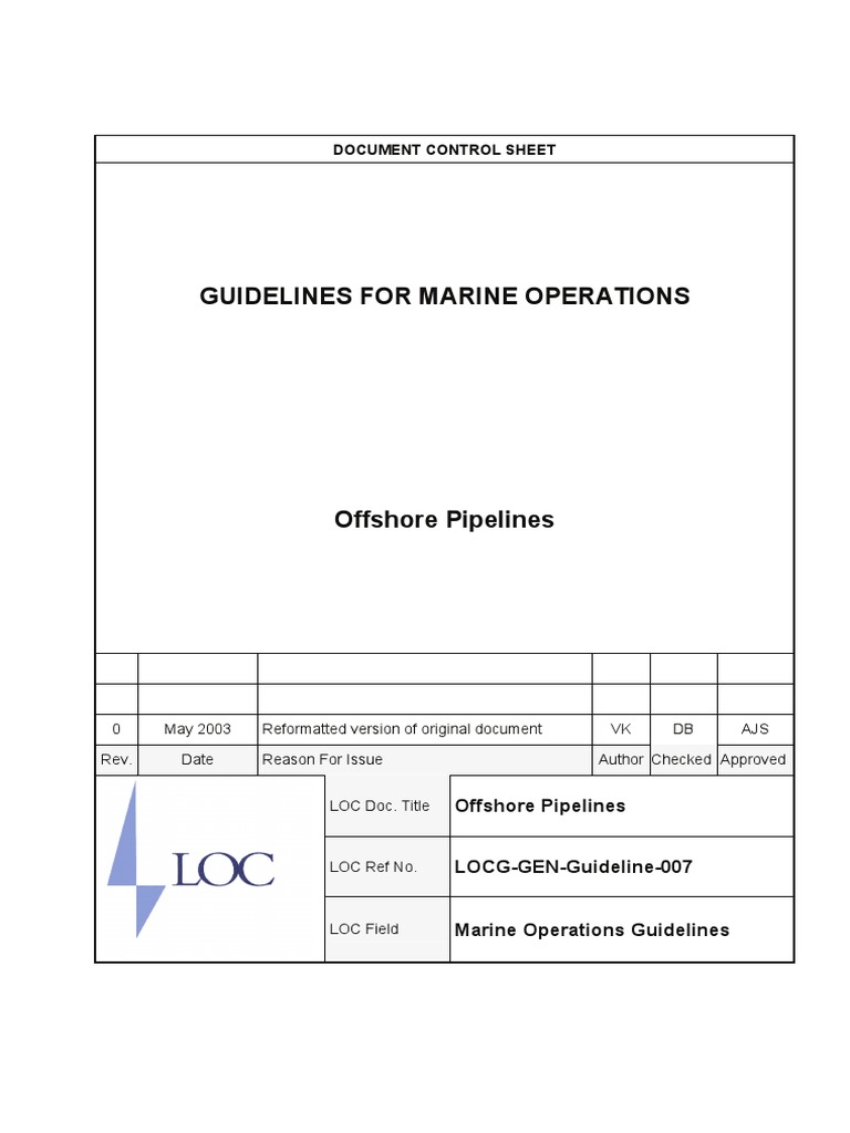 LOCG-GEN-Guideline-007 Rev 0 - Offshore Pipelines | PDF