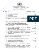 Model Paper For Annual 2009: Pharmacology and Therapeutics (Short Essay Questions)