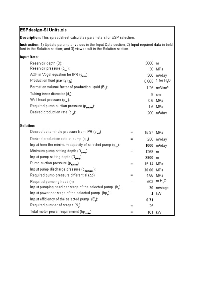 ESP Pump Selection Calculation Guide | PDF