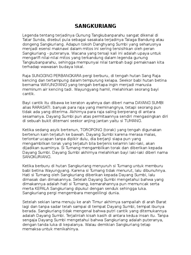 Legenda Tentang Terjadinya Gunung Tangkubanparahu Sangat Dikenal Di Tatar Sunda