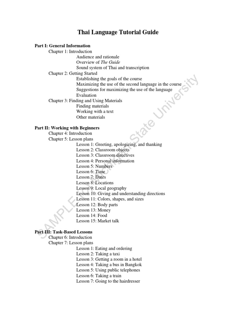 Thai Guide Sample Pdf Etiquette Vocabulary