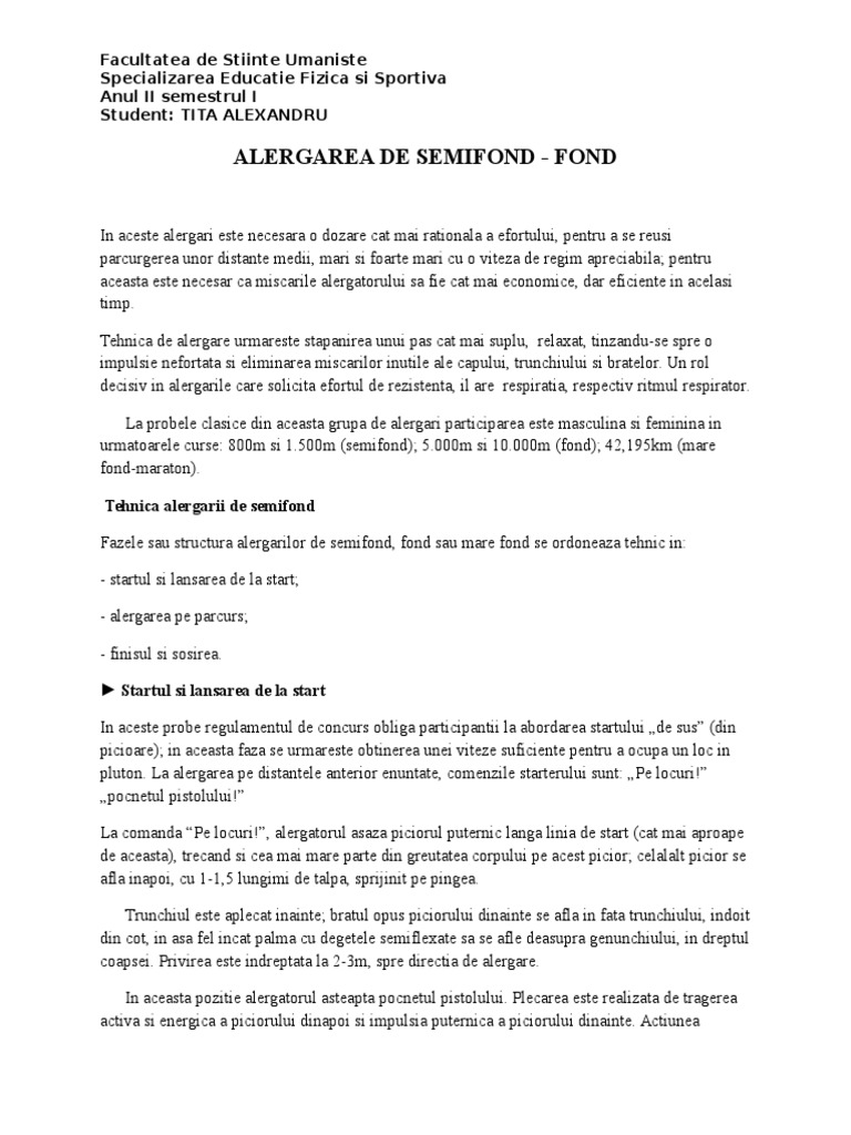 Alergarea De Semifond Pdf
