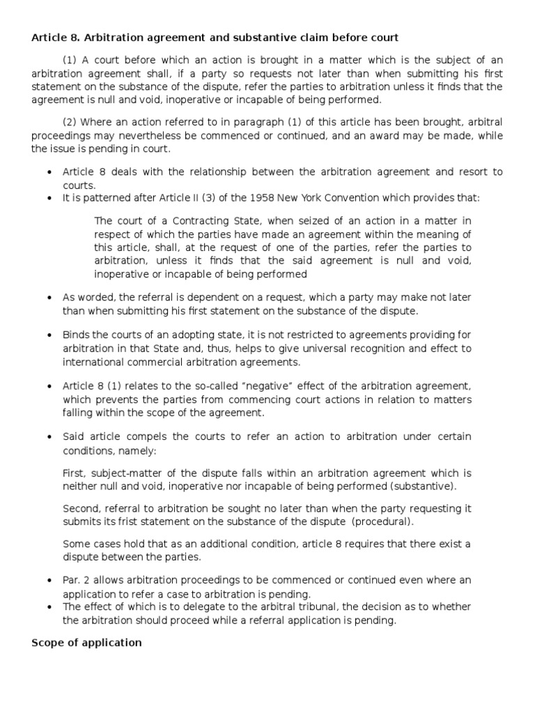Arbitration Agreement and Court Referral | PDF | Arbitration | Arbitral ...