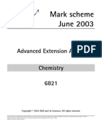 Advanced Extension Award Chemistry 6821: Mark Scheme June 2003