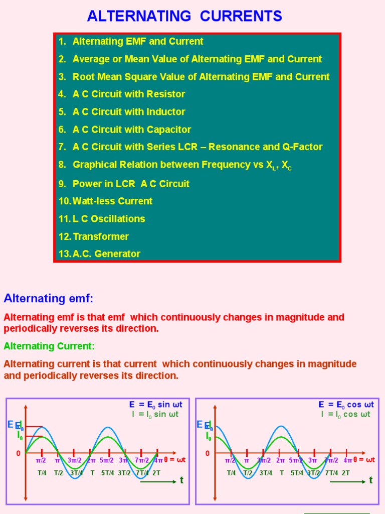 Understanding Alternating Current Concepts | PDF | Transformer | Inductor