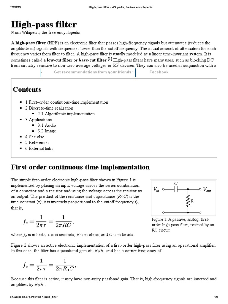 HighPass Filter PDF Electronic Filter Electrical Engineering