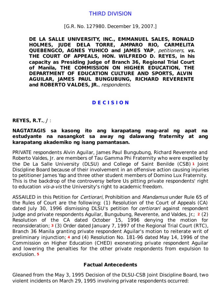 Analysis of a Court Decision Regarding the Expulsion of Students