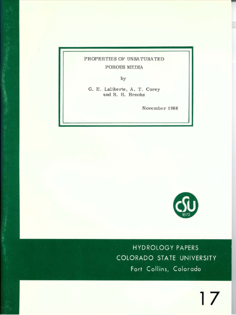 Properties of Unsaturated Porous Media - 1966 | PDF | Porosity ...