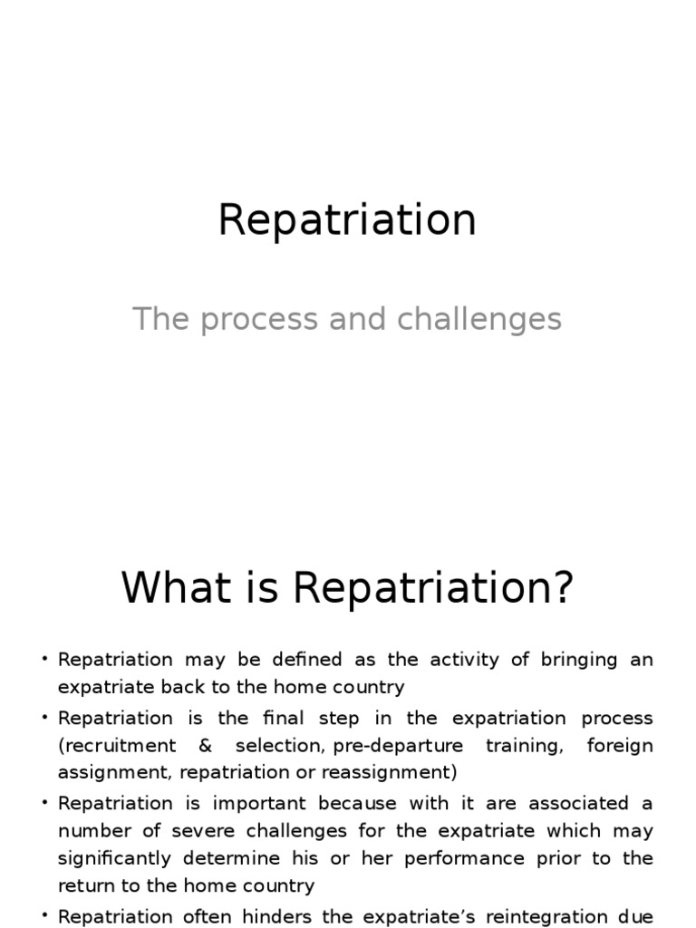 Repatriation: The Process and Challenges | PDF | Anxiety | Behavioural ...