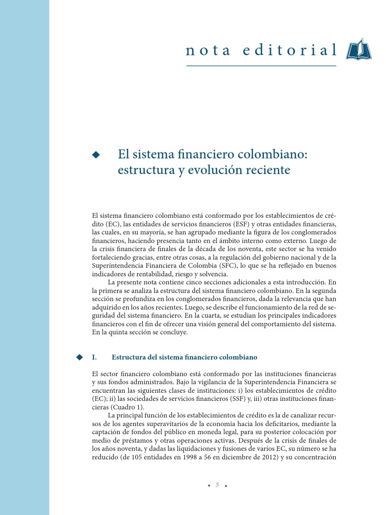 Estructura del Sistema Financiero Colombiano | PDF | Sistema financiero ...
