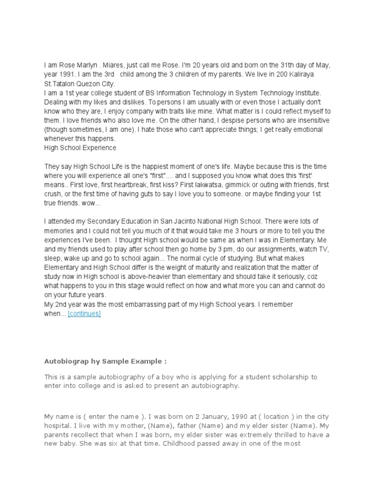 Sample Personal Biography PDF