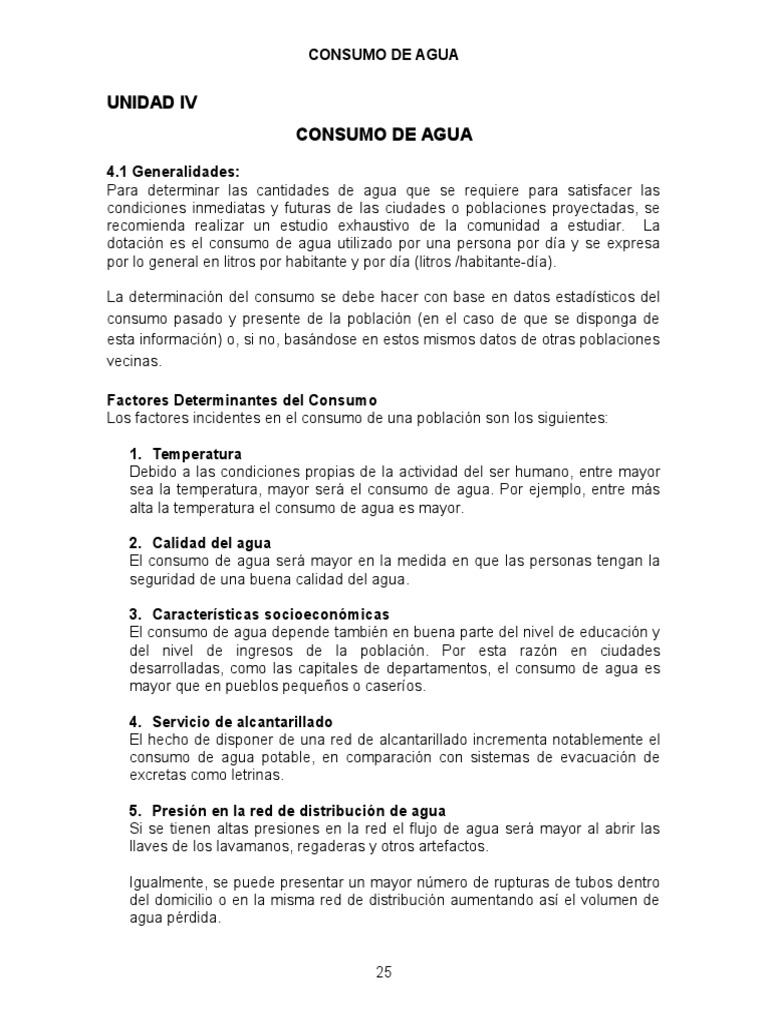 Cálculo del Consumo de Agua por Persona | PDF | Hogar, jardinería y ...