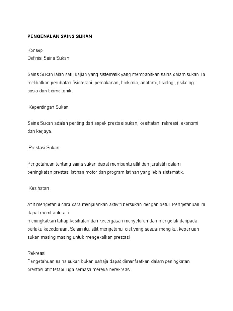 Pengenalan Sains Sukan Pdf