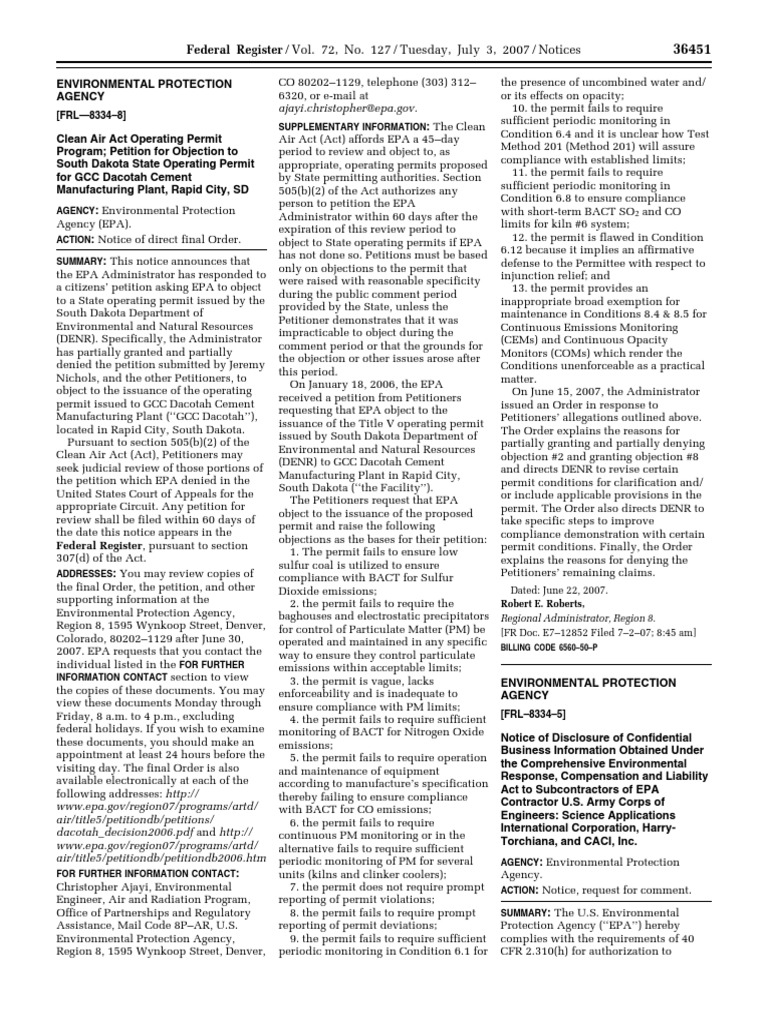 Notice: Air Pollution Control: State Operating Permits Programs— South ...