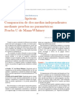 Contraste de Hipótesis Comparación de Dos Medias Independientes Mediante Pruebas No Paramétricas: Prueba U de Mann-Whitney