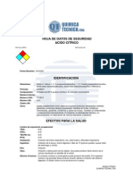 Hoja de Datos de Seguridad Acido Citrico