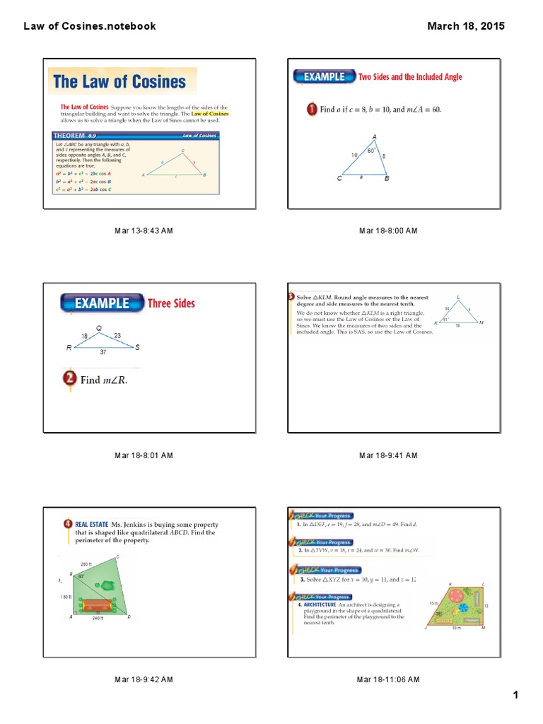 Law of Cosines Notes | PDF