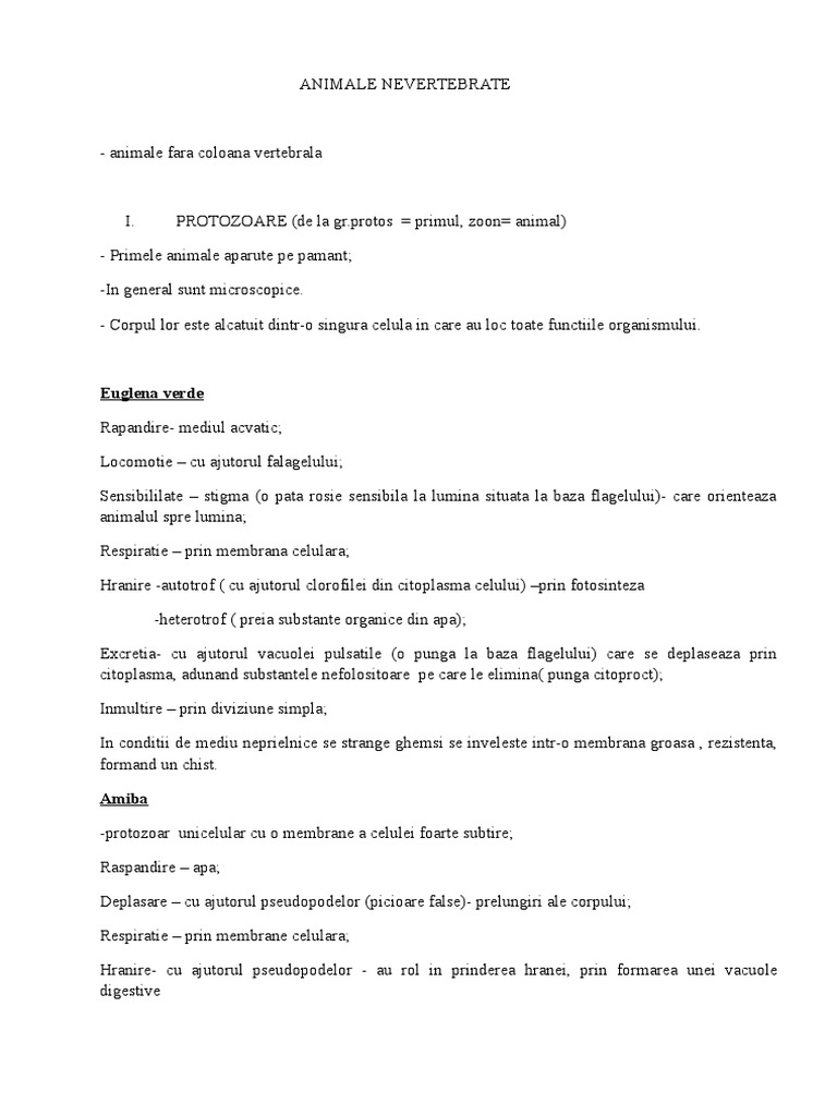 Animale Nevertebrate | PDF