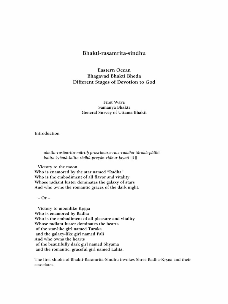 Rupa Goswami Bhakti Rasamrta Sindhu Bhakti Hindu Philosophical Concepts