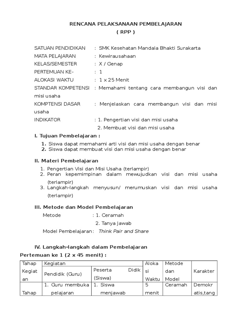 RPP SMK Kesehatan Mandala Bhakti Surakarta