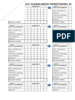Cleanliness Monitoring Sheet