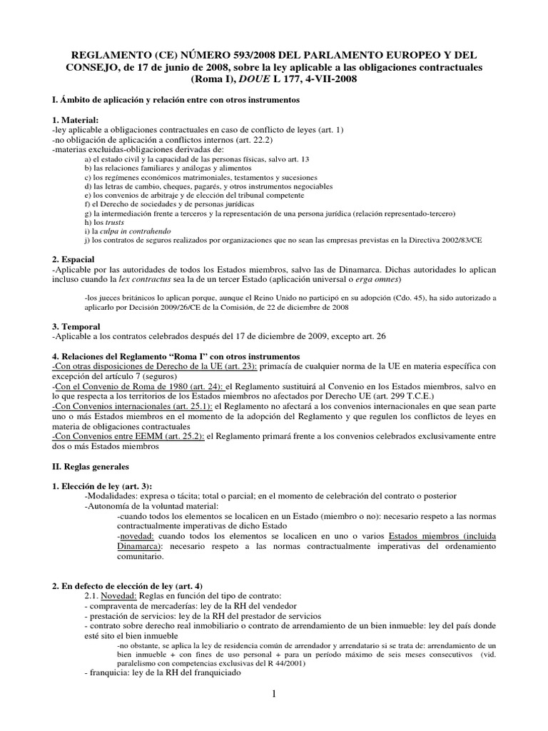 Esquema Del Reglamento Roma I | PDF