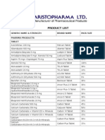 268400076 Aristopharma Product List Docx