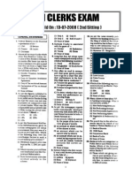 Sbi Clerks Exam: Exam Held On: 13-07-2008 (2nd Sitting)