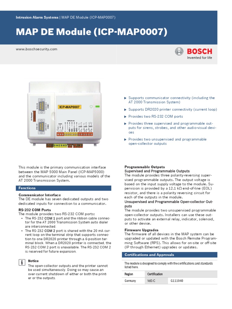 MAP DE Module (ICP MAP0007) | PDF | Electrical Connector | Security Alarm