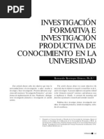 Investigación formativa e investigación productiva de conocimiento en la universidad.