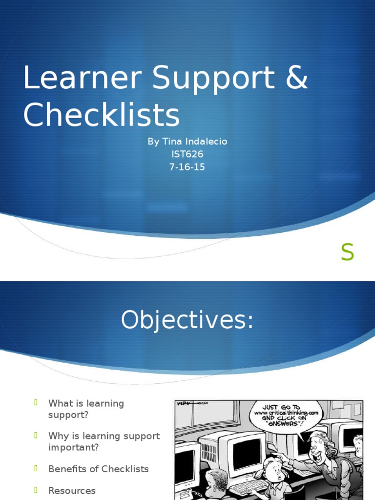Effective Learning Support Checklists | PDF | Educational Technology ...