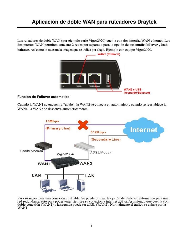 Configuración de Doble WAN en Draytek | PDF | Red de área amplia ...