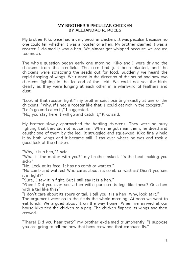 My Brother's Peculiar Chicken PDF Chicken Rooster