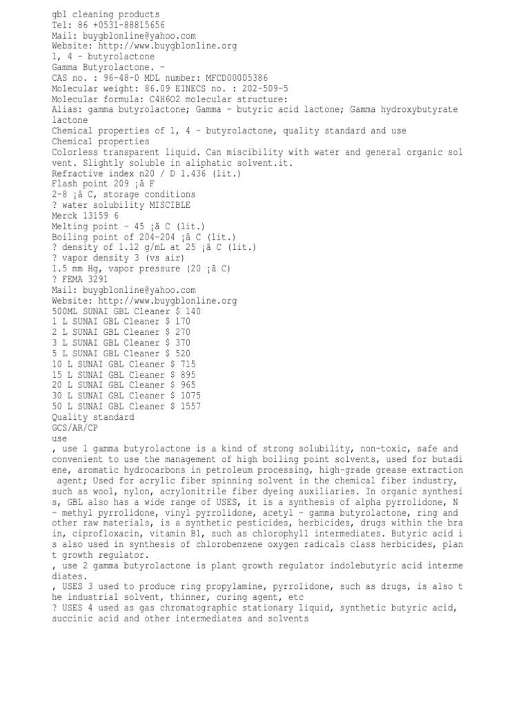 GBL Cleaner, Gamma-Butyrolacton, GBL Chemical