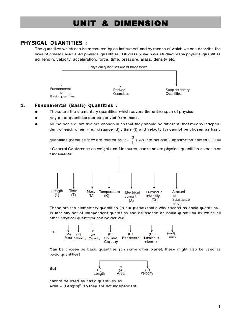UNIT & DIMENSION.pdf Units Of Measurement Kilogram