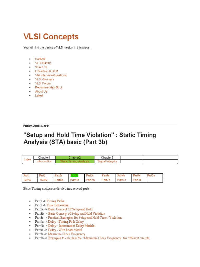 Setup and Hold Time Violation Static Timing Analysis (STA) Basic (Part