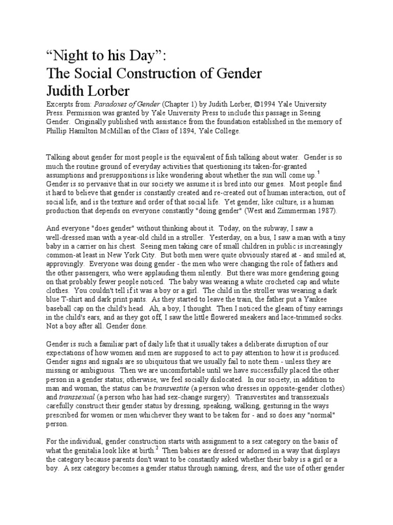 Social Construction of Gender | PDF | Gender | Gender Studies