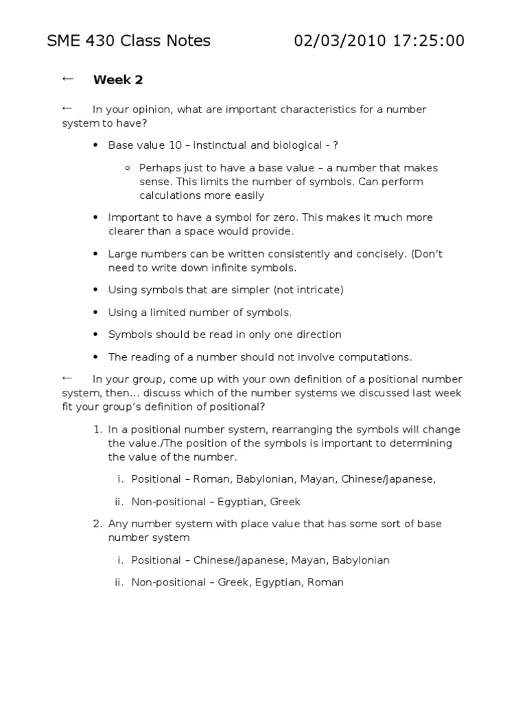 SME 430 Class Notes 02/03/2010 17:25:00: Week 2 | PDF | Numbers ...