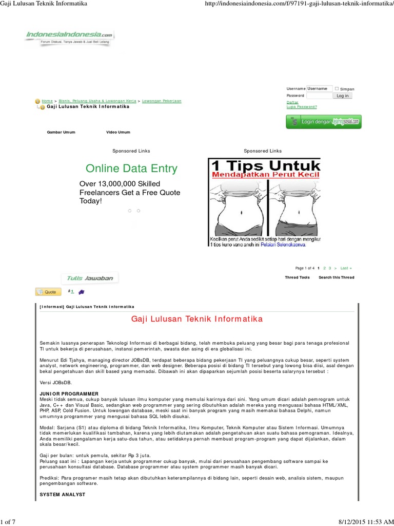 Gaji Lulusan Teknik Informatika