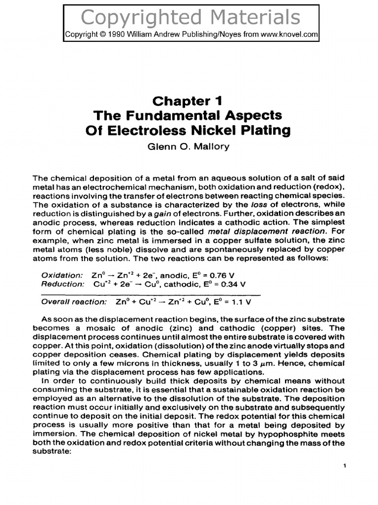 Fundamentals of Electroless Nickel Plating | PDF | Redox | Electrochemistry