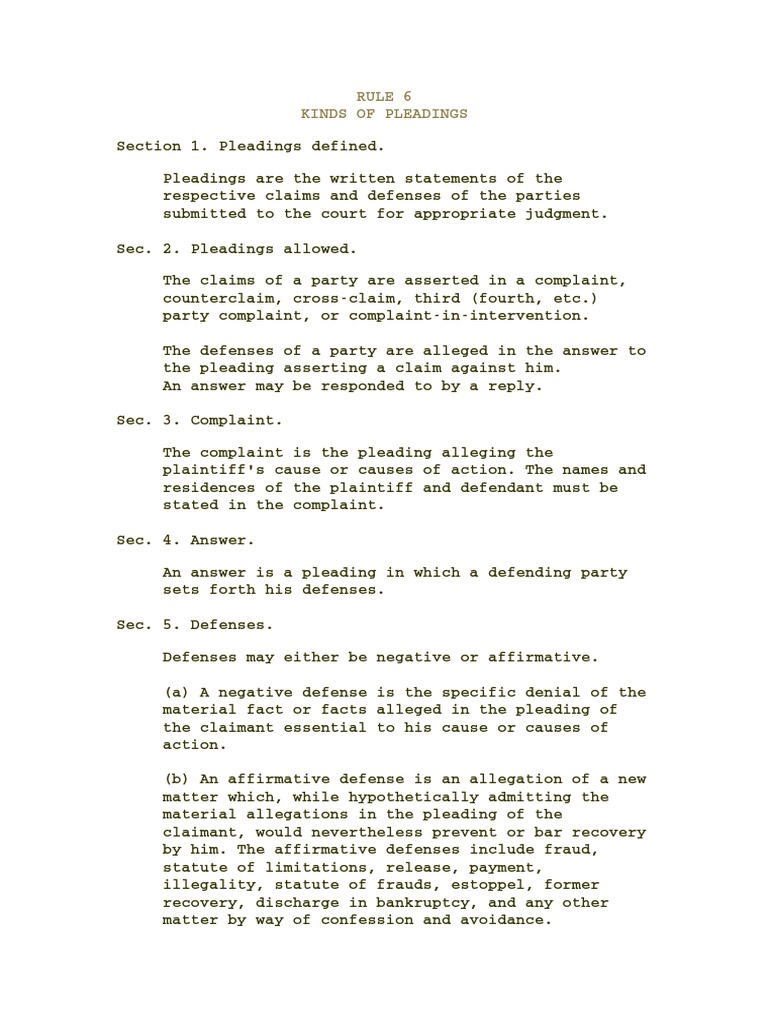 Rules 6 & 7 Rules For Civil Procedure | PDF