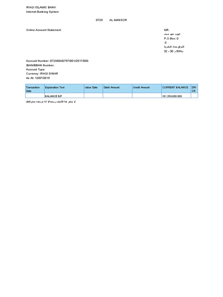 Transaction Date Explanation Text Value Date Debit Amount Credit Amount ...