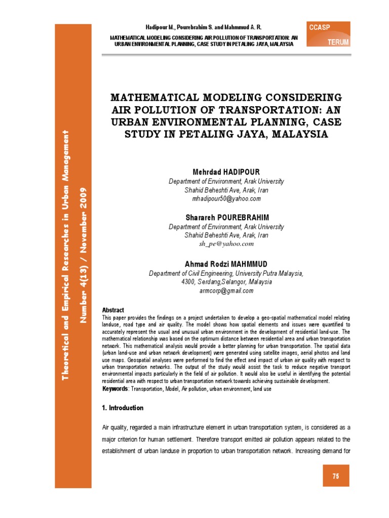 Mathematical Modelling Cons. Air Pollution, Malaysia | PDF | Air ...