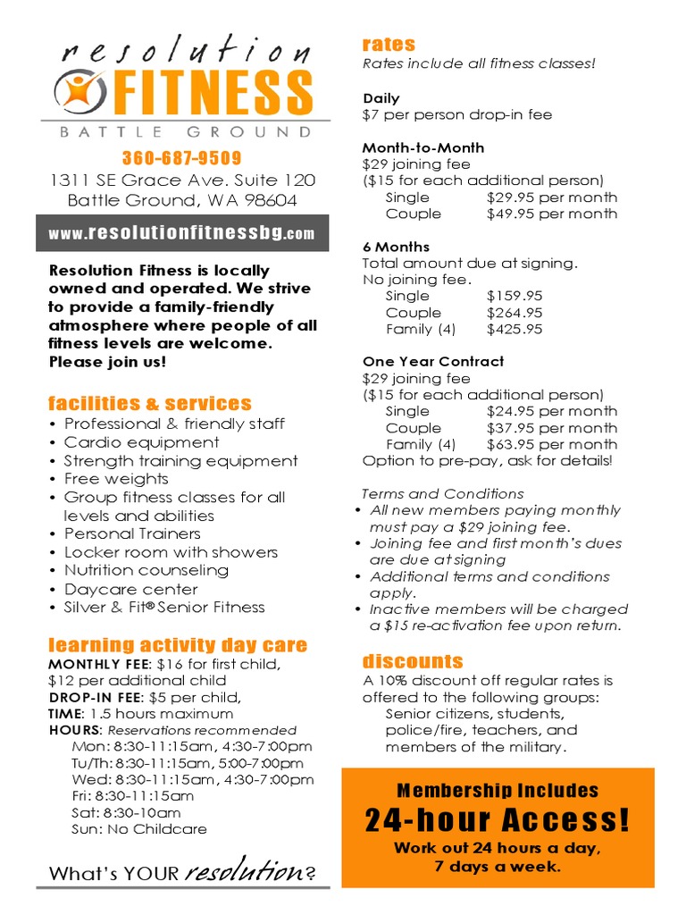 Resolution Fitness Rates PDF