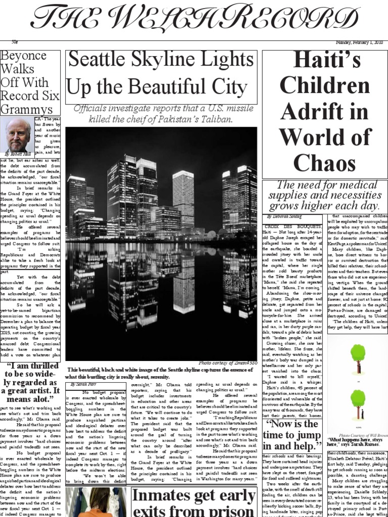 Welch Newspaper PDF Government Budget Balance Barack Obama