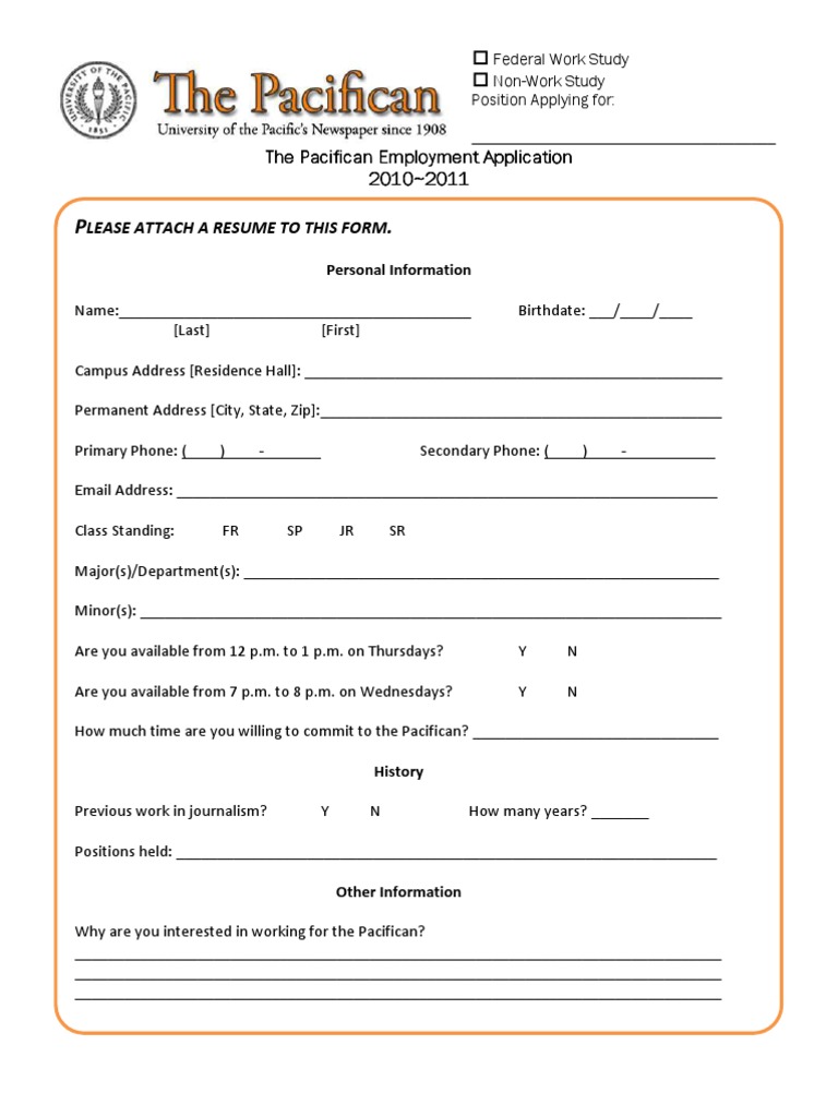 Pacifican Job Application Form | PDF | Editing | Application Software