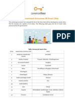 Central Government Announces 98 Smart Cities