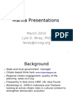 Manila Presentations: March 2010 Lyle D. Wray, PHD