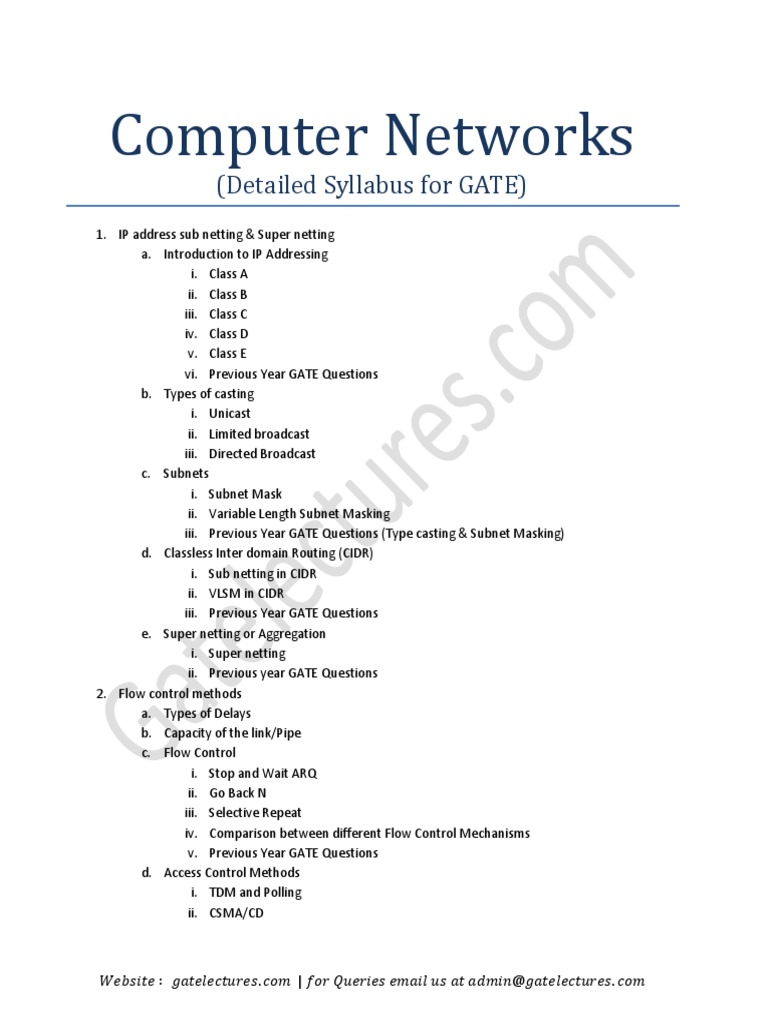 Computer network Syllabus gate Transmission Control Protocol