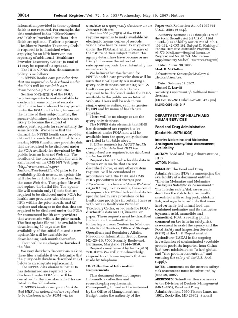 Notice Reports and Guidance Documents Availability, Etc. Interim